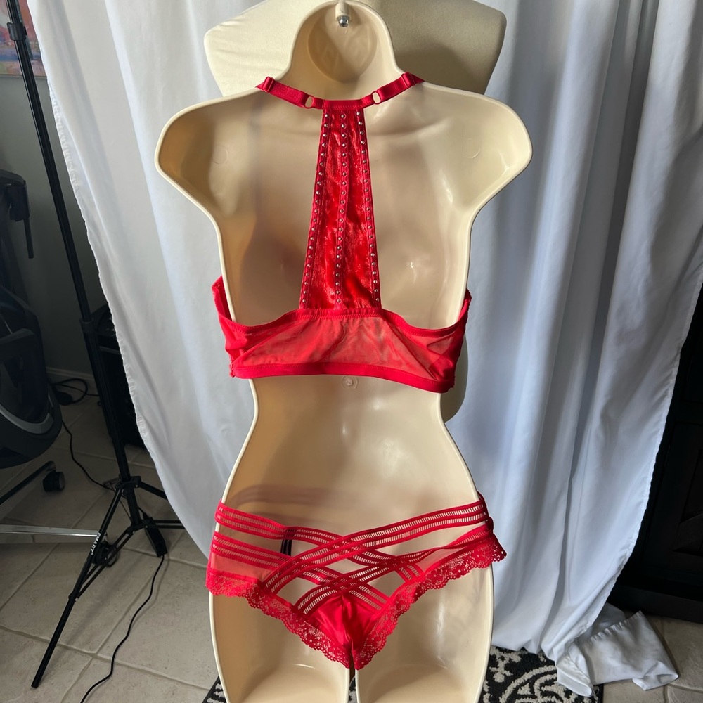 Victoria’s Secret Very Sexy Red Bra & Panty Set | Lace & Strappy | 36DD / Medium